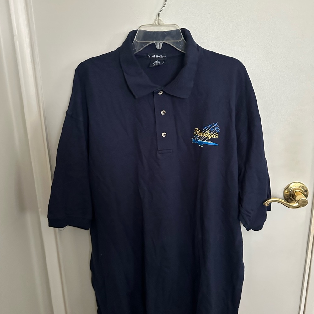 Men’s US Navy Blue Angels Polo Shirt with Embroidered Logo. Size XXL